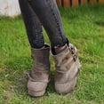 thumbnail image 2 of Oyedens Platform Wedge Boots for Women Vintage Slouchy High Heels Ankle Booties Short Boots, 2 of 4
