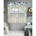 thumbnail image 5 of Blue Flower Kitchen Curtain and Valance Set 3 Pieces,Rod Pocket Short Tier Curtains 24 Inch Length,Farmhouse Eucalyptus Retro Country Plant Swag Topper Small Window Treatment for Cafe Bathroom, 5 of 6
