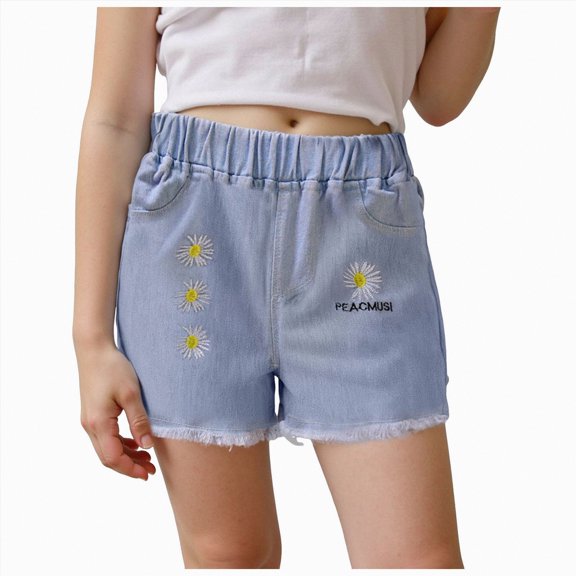Gubotare Toddler Shorts for Girls Girls Elastic Waist Shorts Drawstring Closure Soft Comfortable Fit 5T 6T (Light Yellow,5-6 Years)