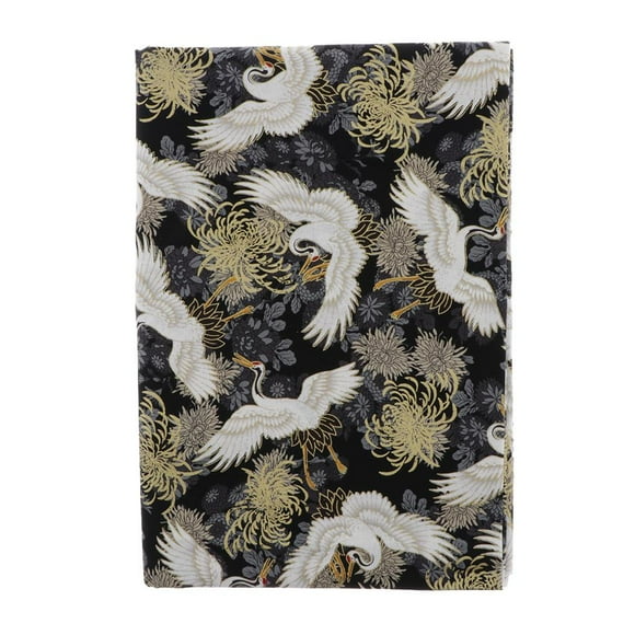 1M Floral Printed Fabric for Sewing Craft , Chrysanthemum Black Chrysanthemum Black