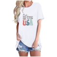 thumbnail image 1 of Tops Cortos para Mujeres Bandera de Moda Impresa Cuello Redondo, Camiseta de Manga 3/4 para Uso Diario, Casero Y Cómodo, 1 of 4