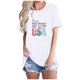 thumbnail image 1 of Tops Cortos para Mujeres Bandera de Moda Impresa Cuello Redondo, Camiseta de Manga 3/4 para Uso Diario, Casero Y Cómodo, 1 of 4
