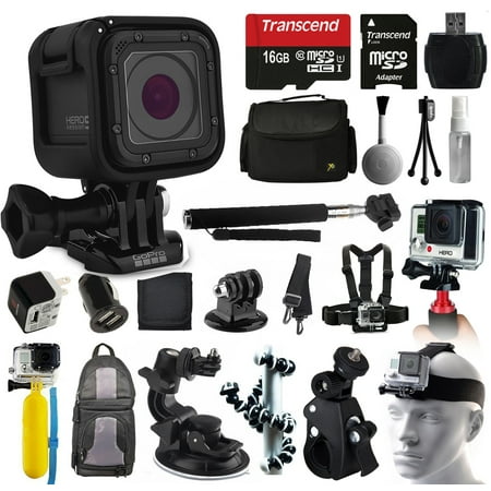 GoPro HERO5 Session HD Action Camera (CHDHS-501) + All You Need 16GB Accessories Kit with 16GB Card + Case + Selfie Stick + Chest/Head Strap + Car/Bike Mount + Backpack + Travel Charger + More!