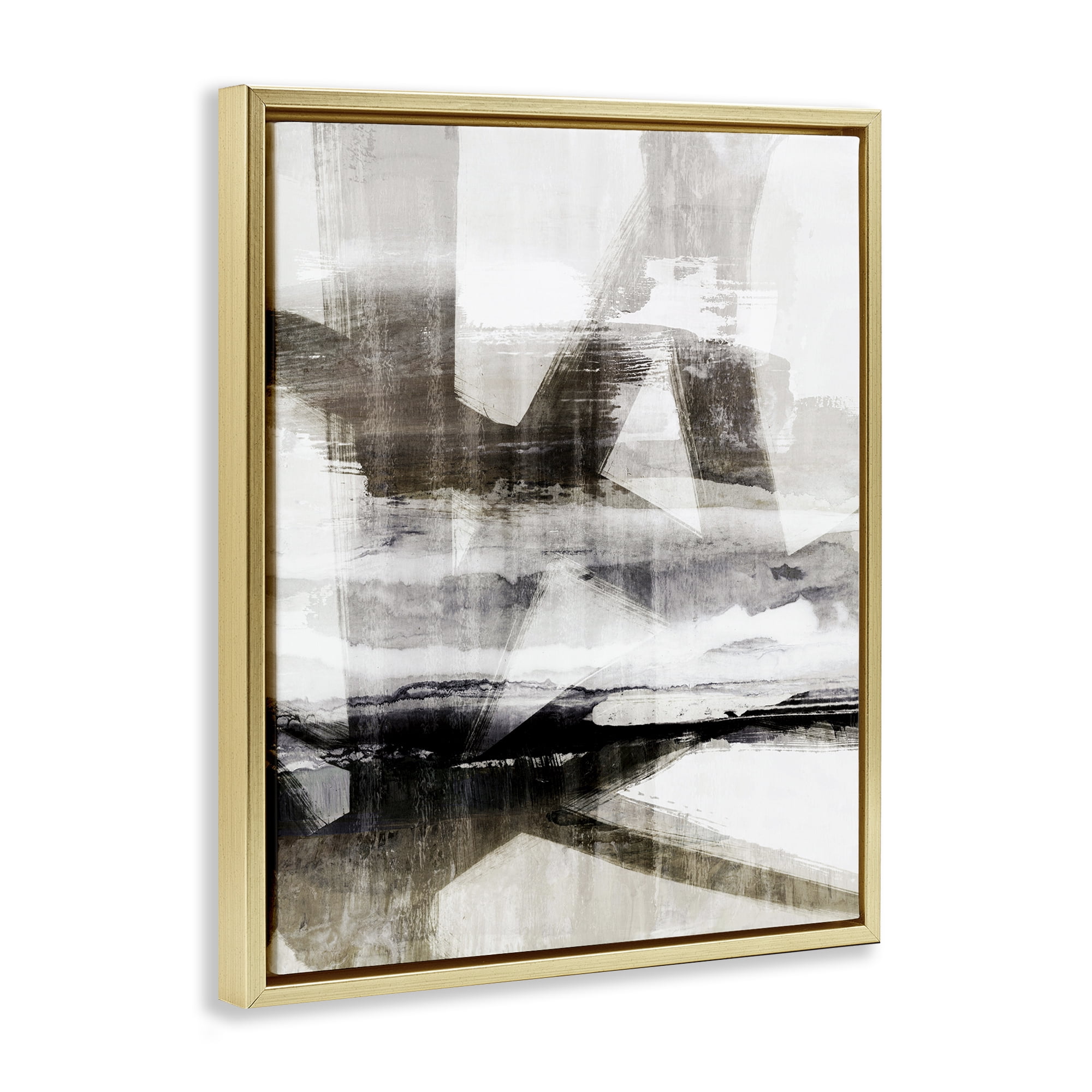 Stupell Industries Urban Complex Abstract Abstract Painting Gold Floater Framed Canvas Art Print Wall Art, 17 x 21