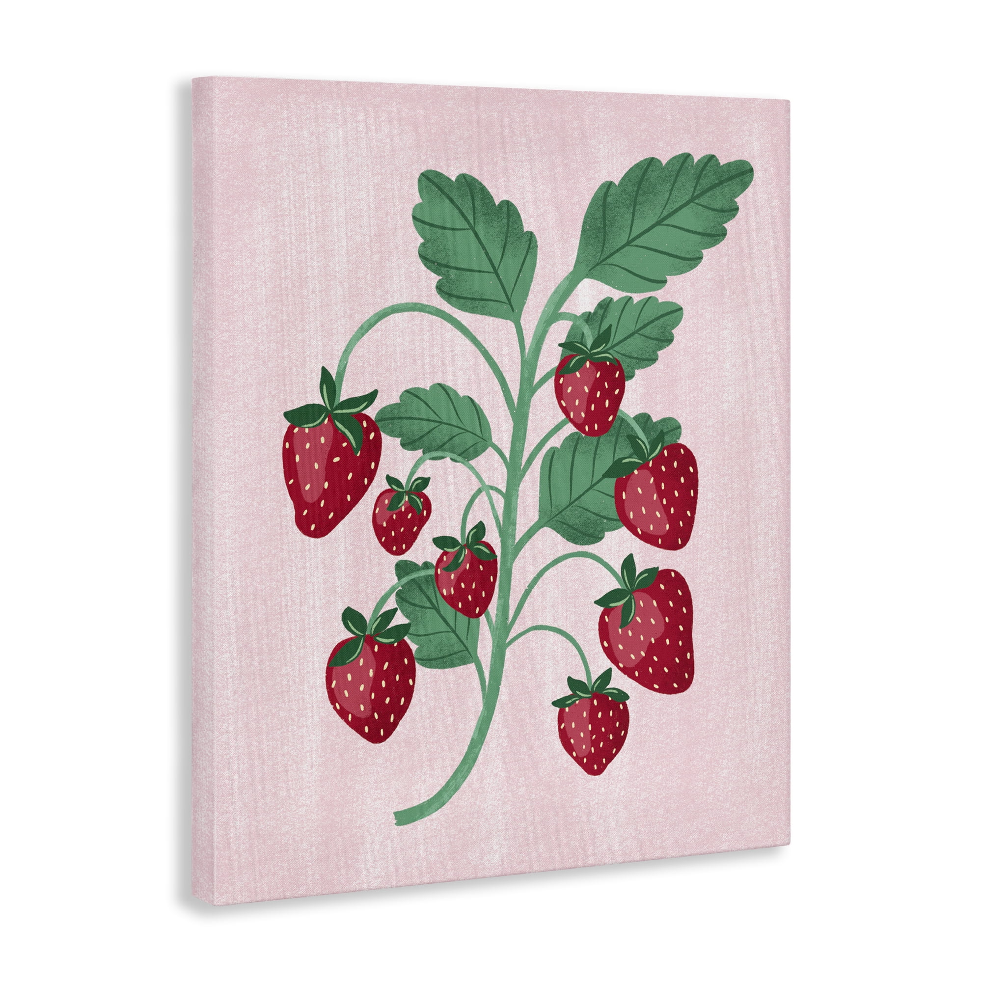 Stupell Industries Fresh Strawberries Branch Food & Beverage Painting Wrapped Canvas Art Print Wall Art, 16 x 20