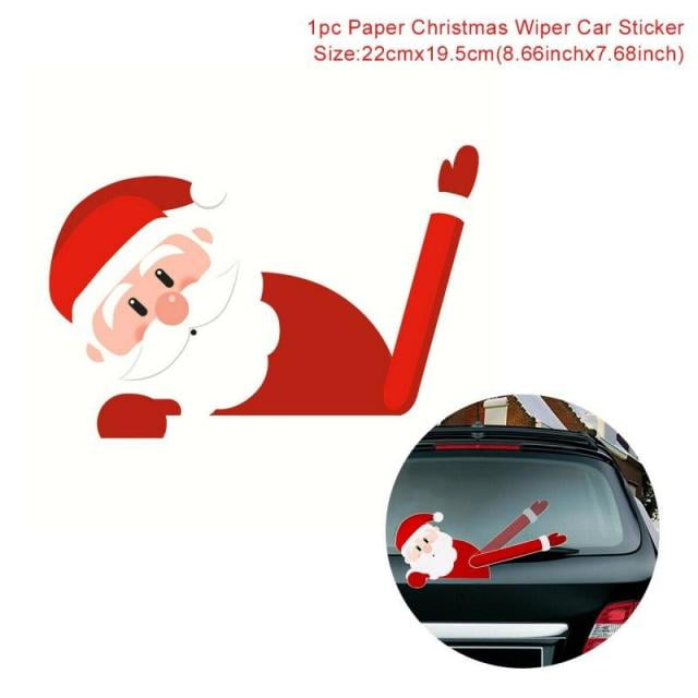 Christmas Car Sticker Car Styling Windshield Santa Cute Window Decals Car Wiper Sticker Rear Windshield Decoration
