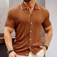 thumbnail image 4 of Suéter Informal de Verano para Hombre, con Botones Finos, Estilo Ejecutivo, Estilo Retro, de Corta, para Playa Marrón M, 4 of 8