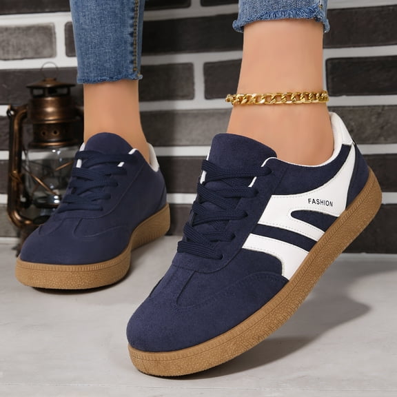 Willtoo Women's Stylish Round Toe Casual Shoes Comfortable Sports Lace Up Low Top Flat Sneakers Female All Match Retro Fashion Sneakers