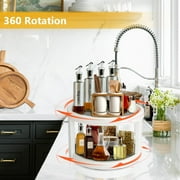 SUNFICON 2 Tier Lazy Susans Turntable - 10 Inch Pantry Cabinet Lazy Susan Storage Turntable Rotating Spice Rack for Spices, Condiments, Baking