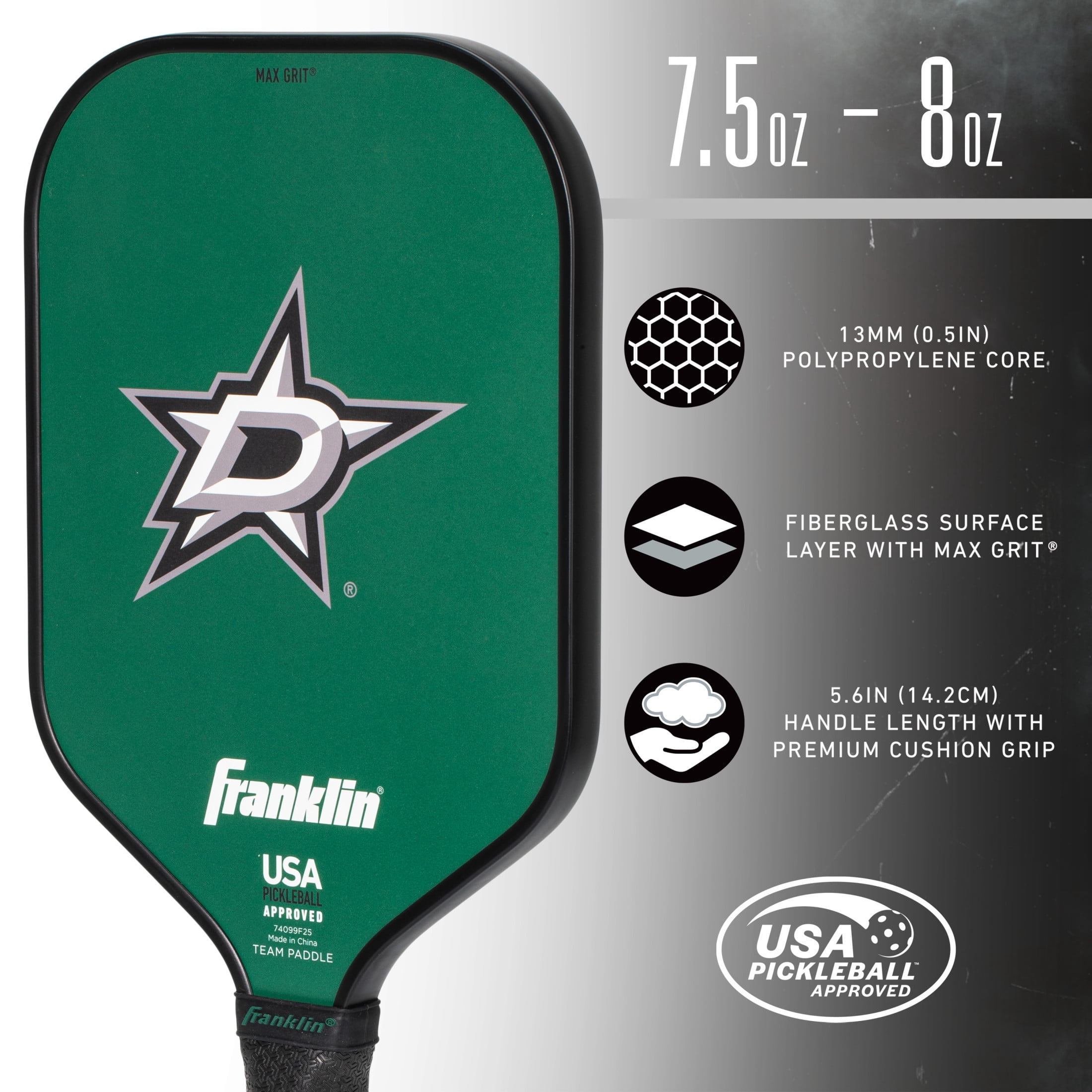 Franklin Sports NHL Dallas Stars Pickleball Paddle - Official NHL Team Pickleball Paddles - USAP (USAPA) Approved Premium Quality Pickleball Paddles - Authentic Team Logos + Colors