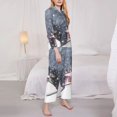 thumbnail image 4 of Kll Winter Landscape Print Women'S Long Sleeve Pajamas With Pants Sleepwear Loungewear 2 Set-Large, 4 of 9