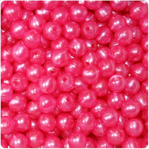 BeadTin Hot Pink Pearl 8mm Round Craft Beads (300pcs)