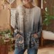 thumbnail image 2 of TaTaai 2026 Fall Womens Vintage Printed Long Sleeve Tee Round Neck Loose Blouse With Pockets Casual Retro Fashion Top Soft Stretchy Polyester Daily Gift, 2 of 7