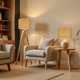 thumbnail image 4 of 2pcs Set Drum Lampshades (13"x 13"x 10"), Natural Light Wood Grain Texture Warm Oak Tones Fabric Large Replacement Shades for Table, Floor, and Pendant Lamps, Simple Assembly Needed., 4 of 8