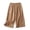 Khaki, variant on Women's Plus Size Cotton Linen Capri Pants, High Waisted Wide Leg Cropped Pants, Elastic Waist Casual Culottes with Pockets, Comfortable Breathable Summer Cropped Trousers for Women Beige L