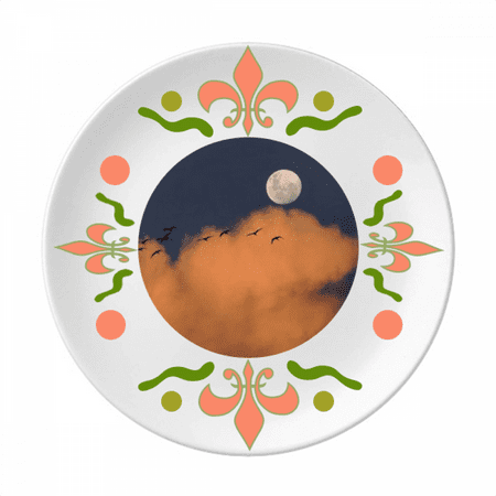 

Moon Dark Night Clouds Art Deco Fashion Flower Ceramics Plate Tableware Dinner Dish