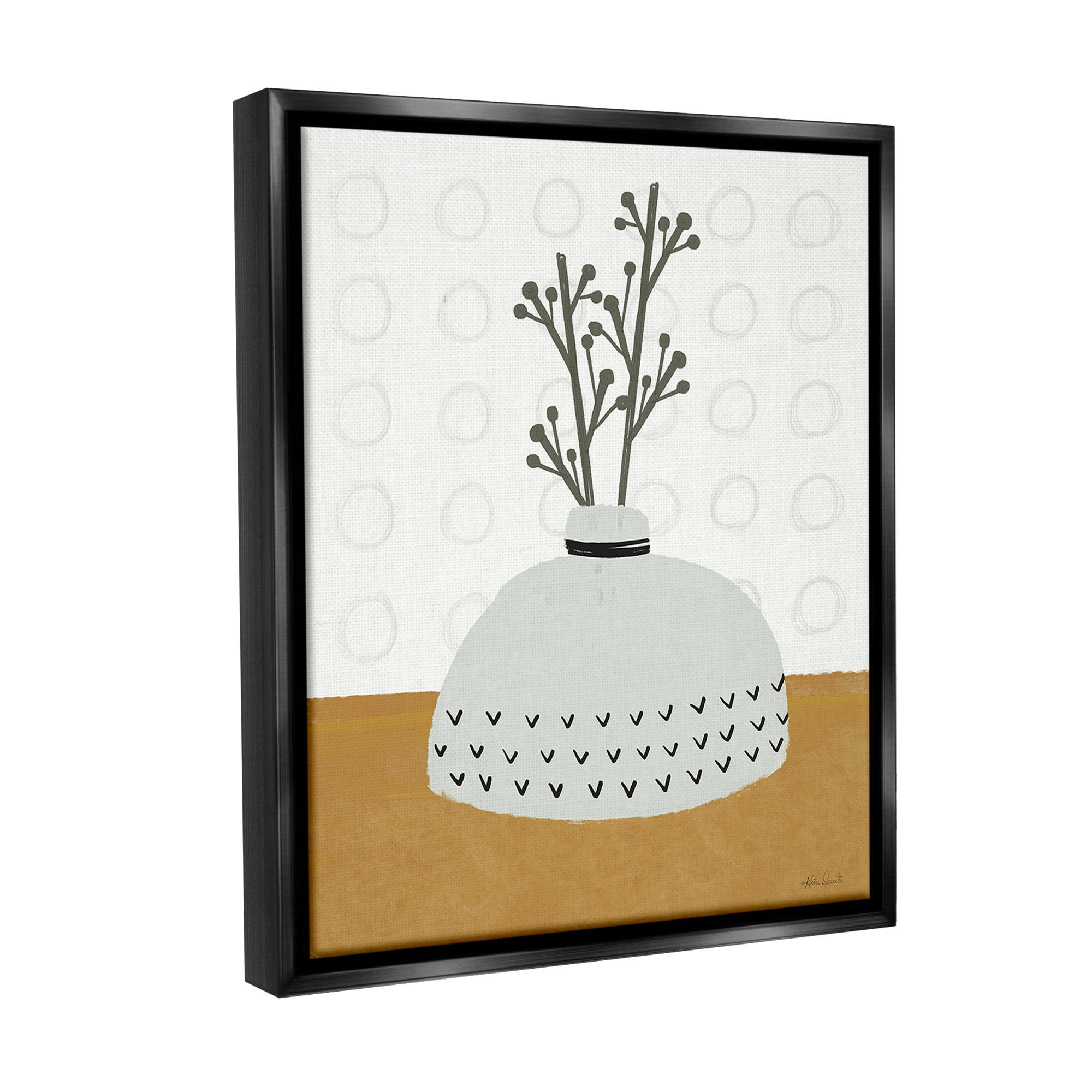 Stupell Industries Modern Leaf Bouquet Botanical & Floral Painting Black Floater Framed Canvas Art Print Wall Art, 25 x 31
