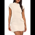thumbnail image 2 of Vestido de Verano para Mujer, Cuello Alto, Corta, Minivestido de Fiesta, Color Albaricoque XL, 2 of 8