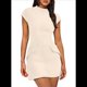 thumbnail image 2 of Vestido de Verano para Mujer, Cuello Alto, Corta, Minivestido de Fiesta, Color Albaricoque XL, 2 of 8