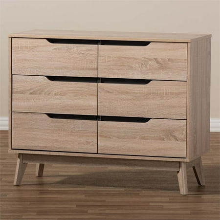 6 Drawer Wood Double Dresser, Double Dresser Light Wood