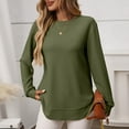 thumbnail image 7 of vigerkar Womens Tops Crewneck Long Sleeve Waffle Knit Solid Color Shirts Loose Casual Tunic Tops (AG, M), 7 of 7