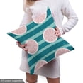 thumbnail image 4 of Ambesonne Summer Fabric by the Yard Upholstery, Grapefruit on Marine Stripes, 3 Yards, Rose Seafoam and Petrol Blue, 4 of 4