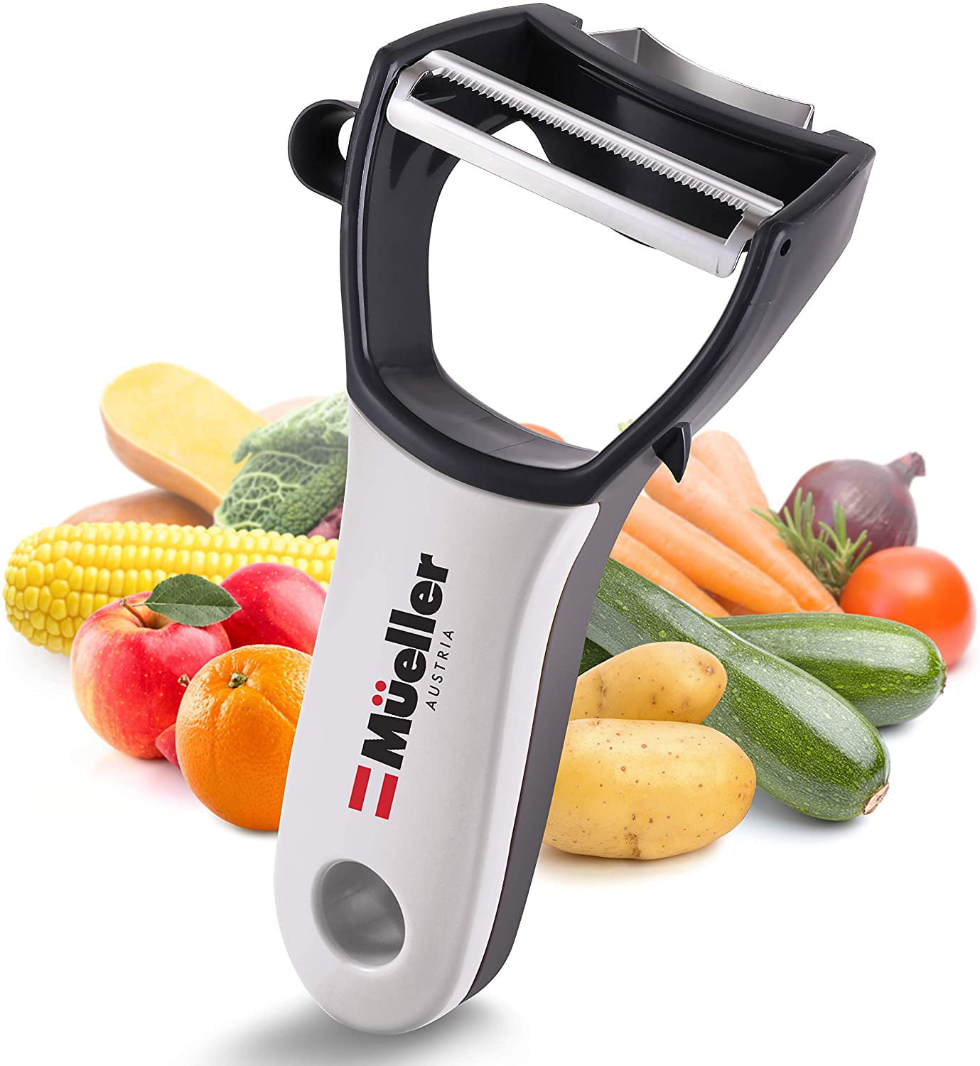 Carrots Julienne Blades-Julienne Y Kitchen Peeler for Apples Cucumbers Serrated Vegetable Peeler 3 in 1 Fruit Peeler with 3 Rotatable Extra Sharp Blades- Straight Potatoes