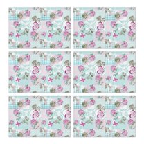 Pioneer Flower Floral Print Pattern Summer Placemats Table Placemats Set Of 6-Linen Kitchen Washable Placemats Table Mats 12x18 Inch Non-Slip Heat Resistant