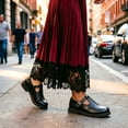 thumbnail image 4 of Q-235 Black Office Casual Loafers Womens Vintage Strap Buckle Round Toe Comfortable Slip On Pu Party Shoes, 4 of 6