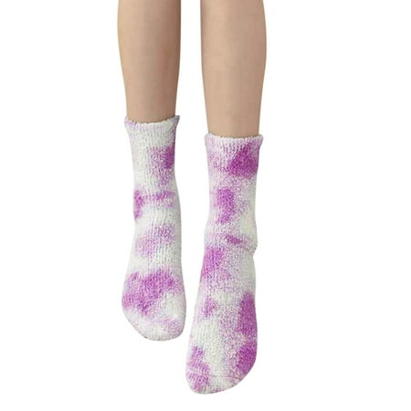 

GWAABD Thigh High Pantyhose for Women Casual Tie Dye Pattern Coral Thick Stockings