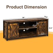 Ktaxon Farmhouse TV Stand for 65 TVs, Rustic Natural Brown Entertainment Center, Barn Doors TV Cabinet with Storage Cubes Furniture