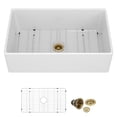 thumbnail image 3 of 30" Farmhouse Kitchen Sink Fireclay Single Bowl in White with Bottom Grid and Drain Assembly, 3 of 8