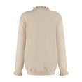 thumbnail image 3 of Womens Sweaters Fall Winter Clothes 2025 Long Sleeve Button Down Ruffle Crew Neck Casual Knitted Pullover Tops 02-Complexion S, 3 of 3