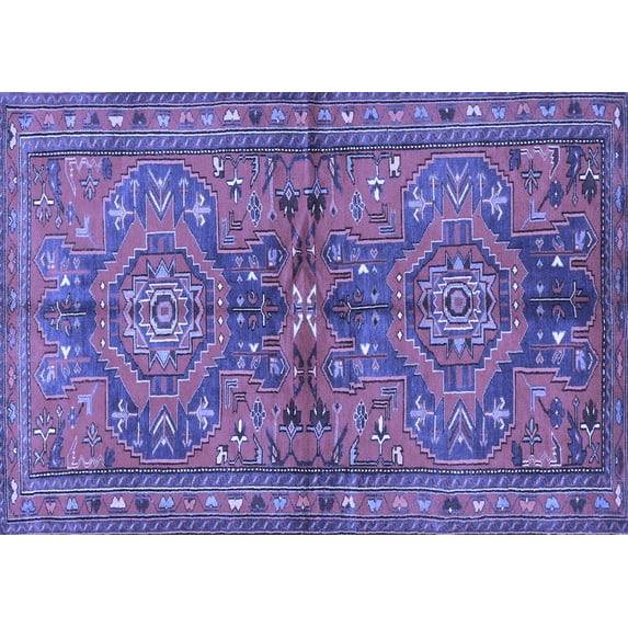 Ahgly Company Indoor Rectangle Persian Blue Traditional Area Rugs, 3' x 5'