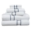 Hotel Style 6-Piece Egyptian Cotton Striped Bath Coordinate Towel Set, Marine Deep