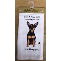 E&S Pets 711-11 Black Chihuahua Dog Kitchen Towel, Off-white