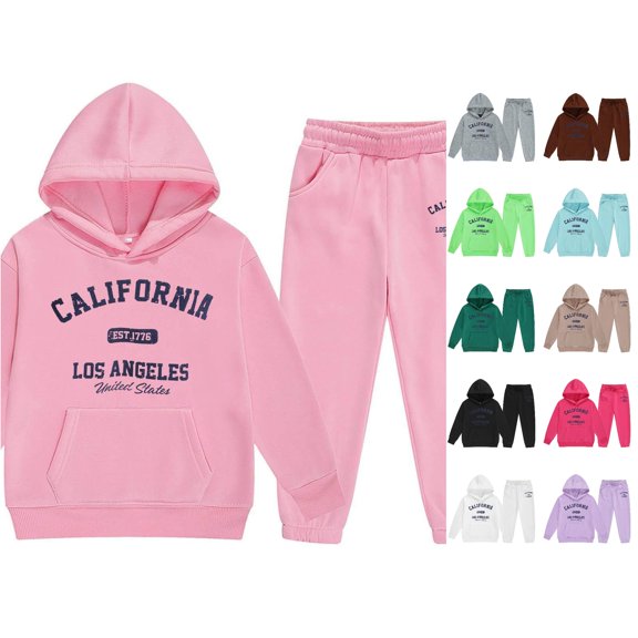 HCYSFG Girls Graphic Print Tracksuit Sets 2 Piece Fleece Hooded Long Sleeve Sweatsuit Sets Hoodie And Jogger Pants Matching Sets