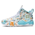 thumbnail image 4 of Novetra Men's high top graffiti fashion leather round toe strap cushioning lightweight and comfortable casual basketball shoes Running Shoes - GREEN_4, 4 of 7
