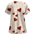 thumbnail image 5 of felwors Womens V Neck Printed Scrub Tops Plus Size Medical Nursing Tops Scrubs with Pocket (Red, L), 5 of 5