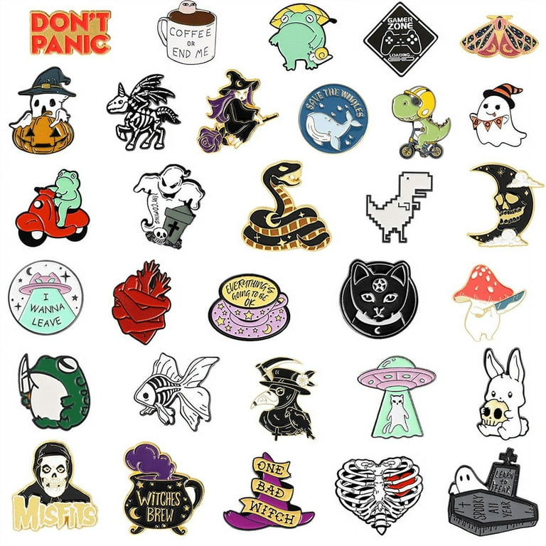 Shanrya Button Pins for Backpacks, Band Pins for Backpacks Cartoon Button  Pin for Christmas Bags(24pc Paint Graffiti)
