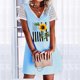 thumbnail image 2 of Día de la Independencia Vestido casual sexy de verano para mujer Estampado floral Manga corta Estampado floral Vestido con cuello en V Pompotops  ghjkhdj16458, 2 of 5