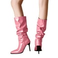 thumbnail image 4 of UngA Mid Calf Boots for Women Women's Thigh High Boots Over The Knee Boots Side Zip Pointed Toe Fashion Sexy Winter Stiletto Knee High Boots Hot Pink,5.5, 4 of 7