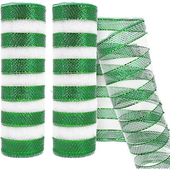 2 Rolls Metallic Mesh Ribbon 10 Inch X 10 Yards(30 Feet) Copper Foil Mesh Ribbons for Party Wreath Swags Wedding Home Decor Valentine's Day Easter Decoration