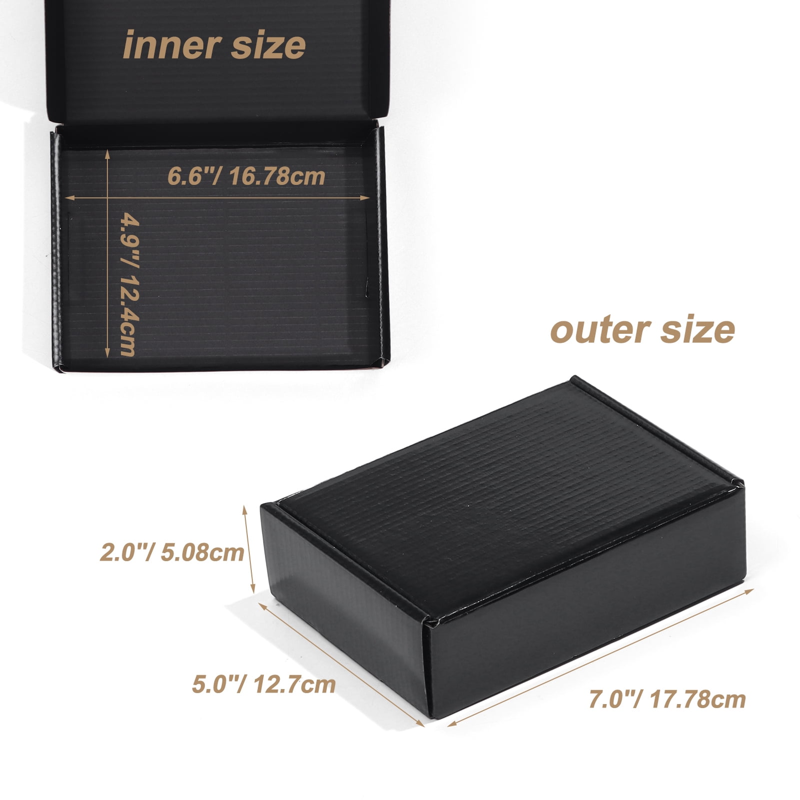 20-Pack 7x5x2 Black Corrugated Shipping Boxes