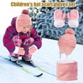thumbnail image 3 of FAOWME Chicminie 3 Pcs/Set Children Hat Neck Warp Gloves Set Thickened Print Knitted Heat Retention Windproof Warm Girls Boys Outdoor Scarf Gloves Set Light Pink 4-6 Years, 3 of 3