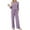 Purple, variant on 2 Piece Fall Outfits for Women Ribbed Knit 3/4 Sleeve Top and Wide Leg Pant Set with Pockets Casual Loungewear (XL, Purple)