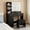 Black, variant on Modern Vanity Desk Set with Lighted Mirror, Makeup Vanity Table with Stool, Storage Cabinet & Large Drawers, Black