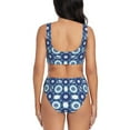 thumbnail image 3 of Wukai Vintage Blue Women's Bikini Set Two Piece,wimsuit High Waisted V Neck Twist Front Adjustable Spaghetti Straps Bathing Suit-Small, 3 of 7