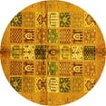 thumbnail image 1 of Ahgly Company Machine Washable Indoor Round Abstract Yellow Modern Area Rugs, 6' Round, 1 of 4