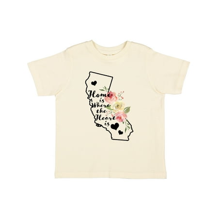 

Inktastic California Home is Where the Heart is with Watercolor Floral Gift Toddler Boy or Toddler Girl T-Shirt